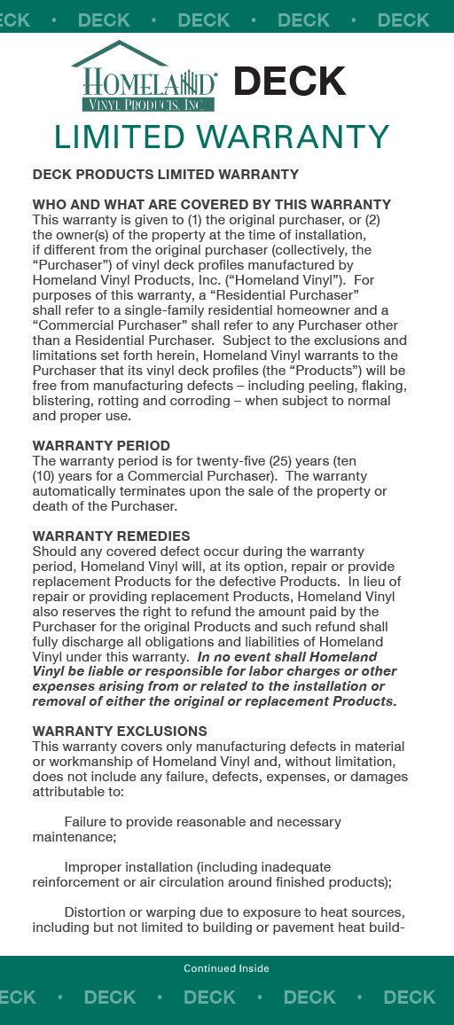 Brochures Homeland Vinyl Products Vinyl Fence, Vinyl Deck, Vinyl