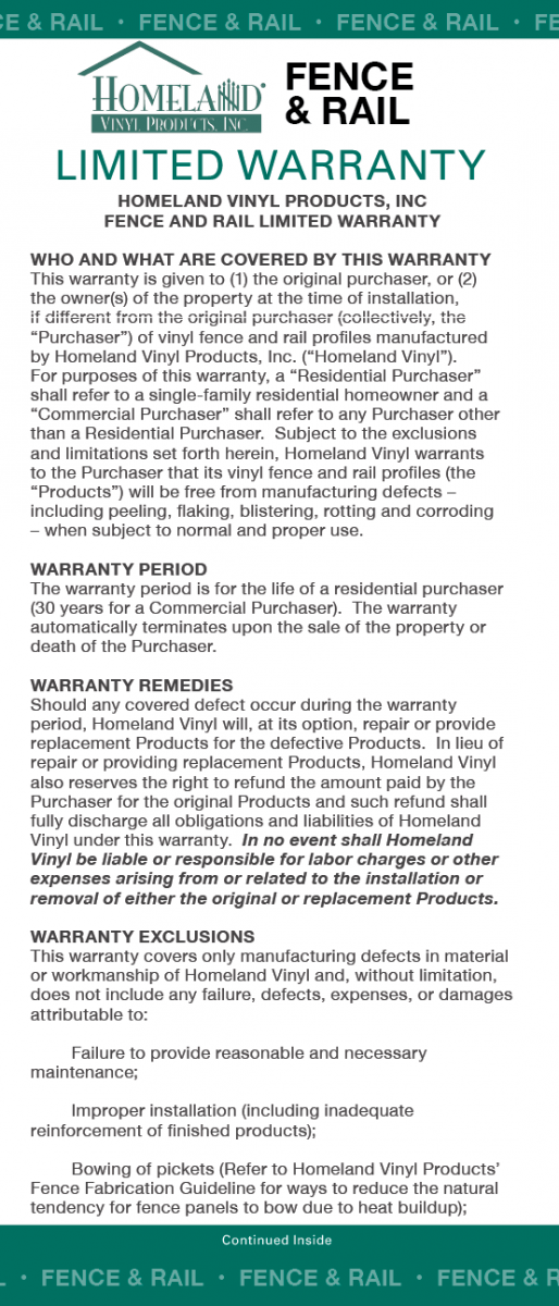 Brochures Homeland Vinyl Products Vinyl Fence, Vinyl Deck, Vinyl